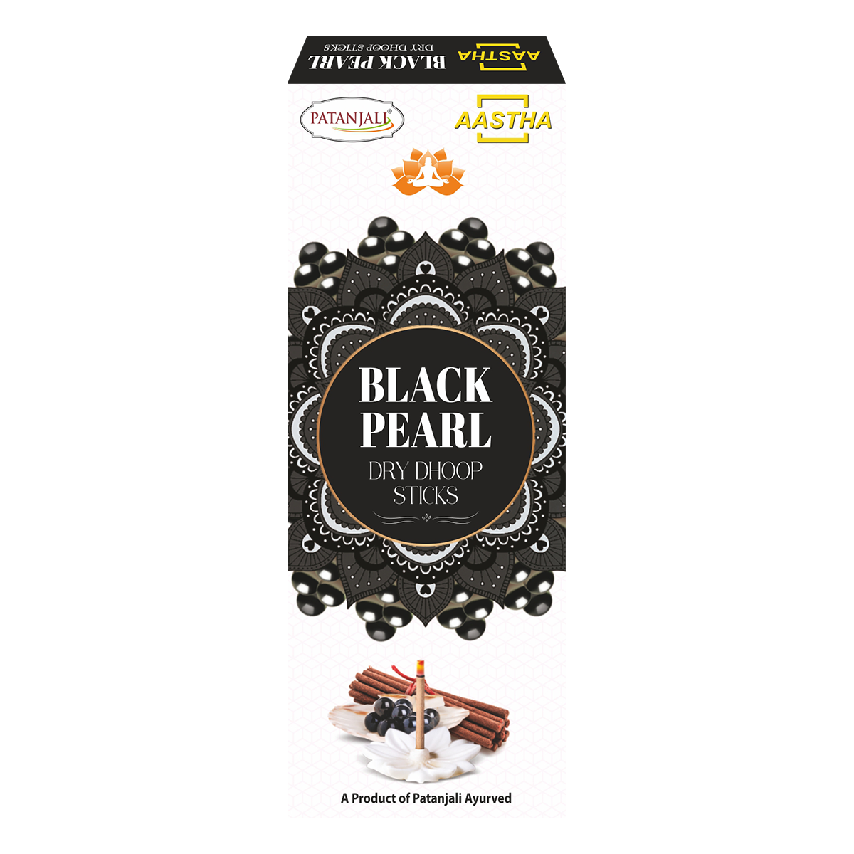 Patanjali Aastha Dry Dhoop Sticks Blackpearl, 8 N, With Soothing & Long Lasting Aroma | 16gm
