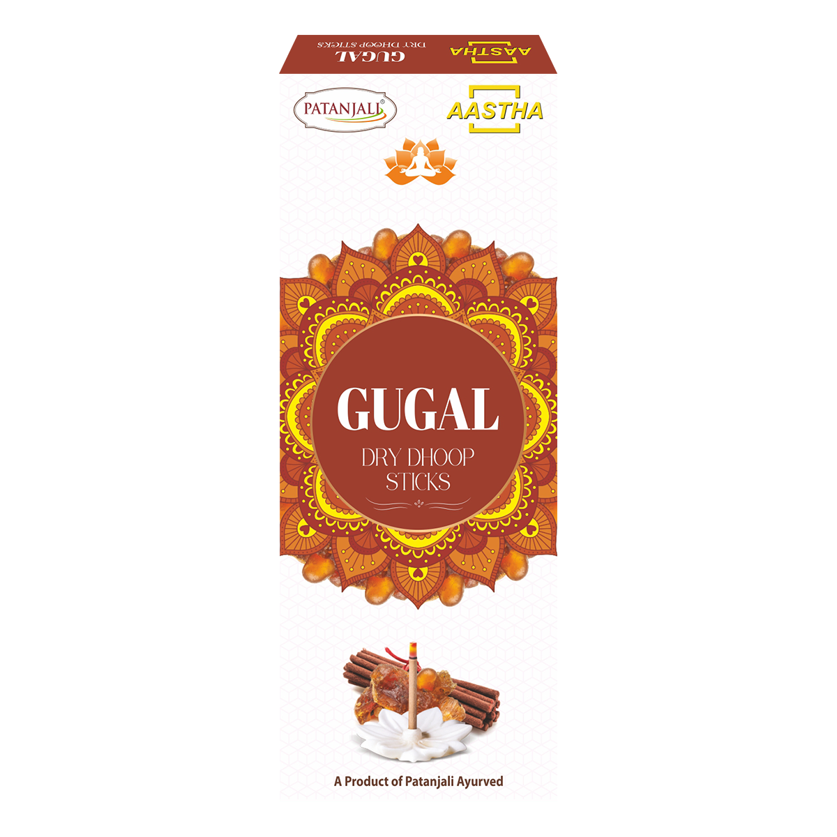 Patanjali Aastha Dry Dhoop Sticks Gugal,8 N, With Exquisite, Soothing & Long Lasting Aroma |16gm