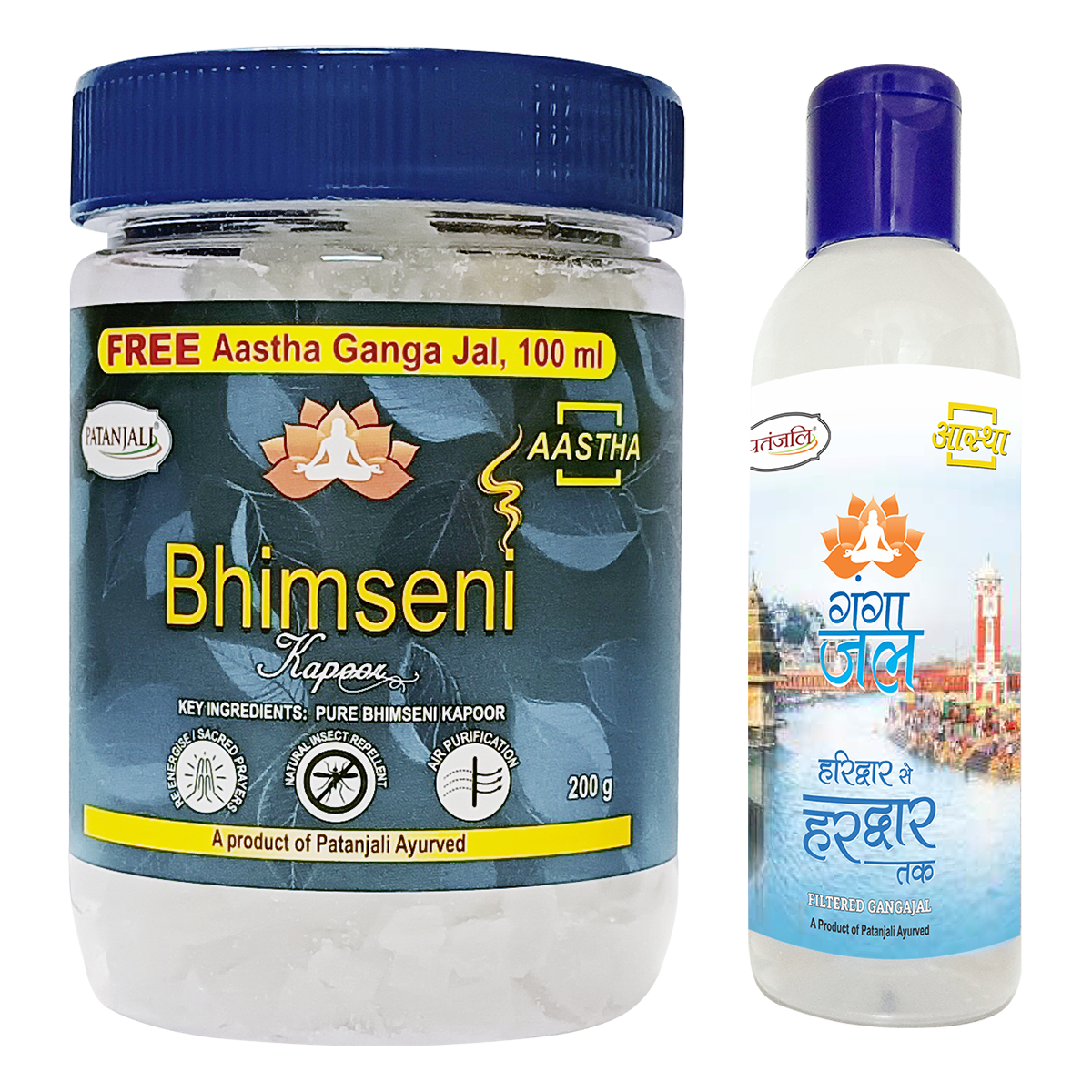 Patanjali Aastha Bhimseni Kapoor With Free Gangajal, With Premium Camphor Purifies 200gm