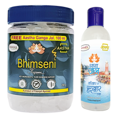 Patanjali Aastha Bhimseni Kapoor With Free Gangajal, With Premium Camphor Purifies 200gm