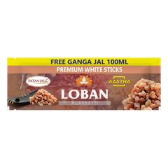Patanjali Aastha Agarbatti White Stick Loban,250gm Free Gangajal, With Soothing & Long Lasting