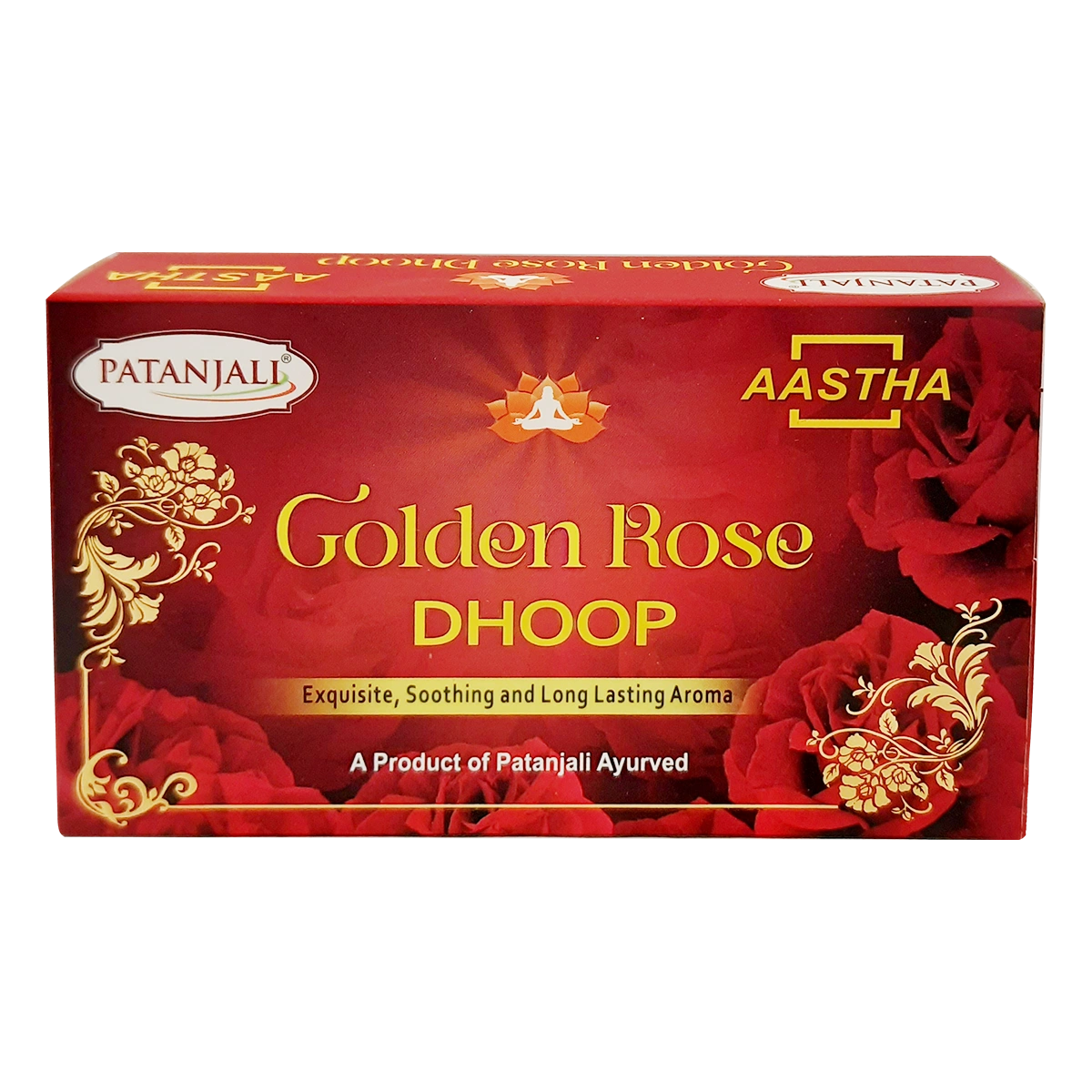 Patanjali Aastha Premium Golden Dhoop Rose,16 N, With Soothing & Long Lasting Aroma | 76gm