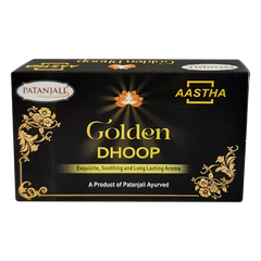 Patanjali Aastha Premium Golden Dhoop,16 N, With Exquisite, Soothing & Long Lasting Aroma | 76gm