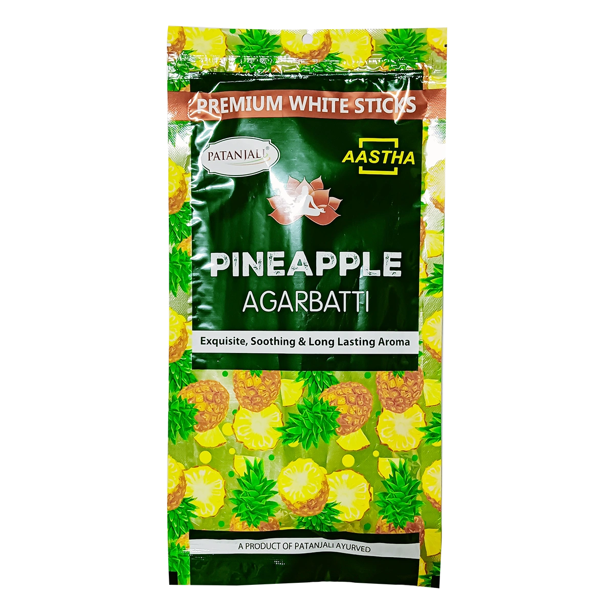 Patanjali Aastha Agarbatti W Stick Pineapple, With Exquisite,Soothing & Long Lasting Aroma |110gm