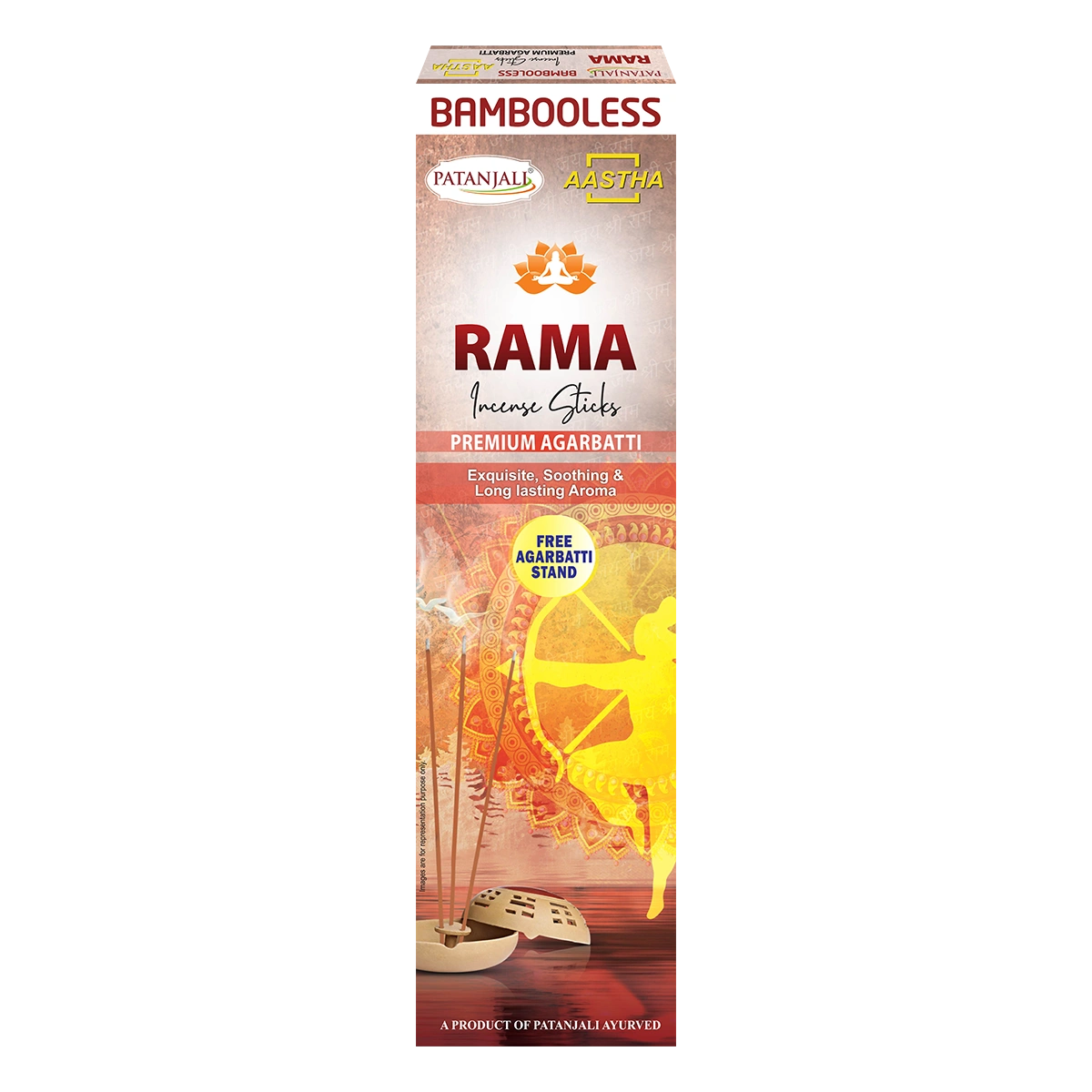 Patanjali Aastha Bambooless Agarbati Rama, With Exquisite, Soothing & Long Lasting Aroma | 80gm