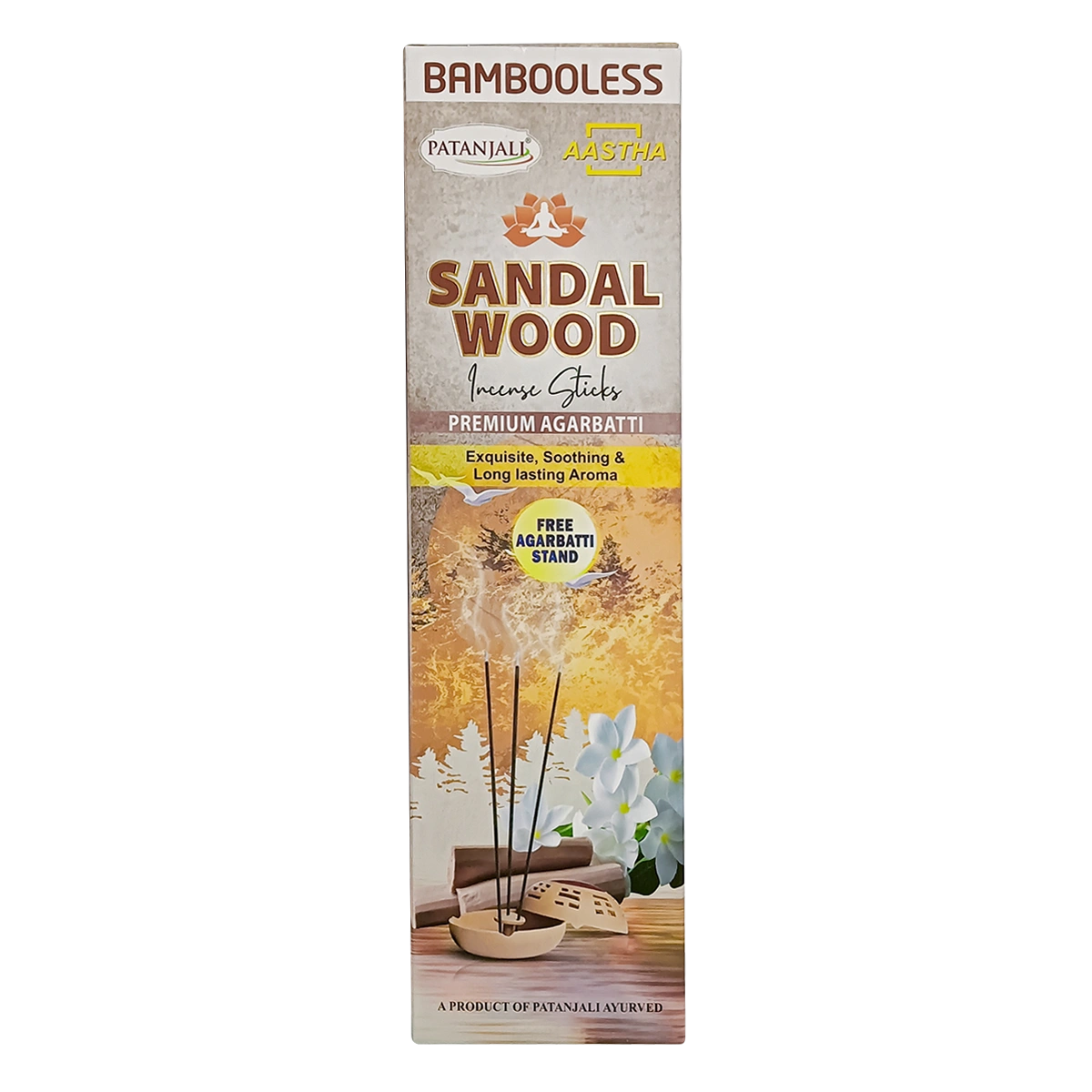 Patanjali Aastha Bambooless Agarbati Sandalwood, With Soothing & Long Lasting Aroma | 80gm