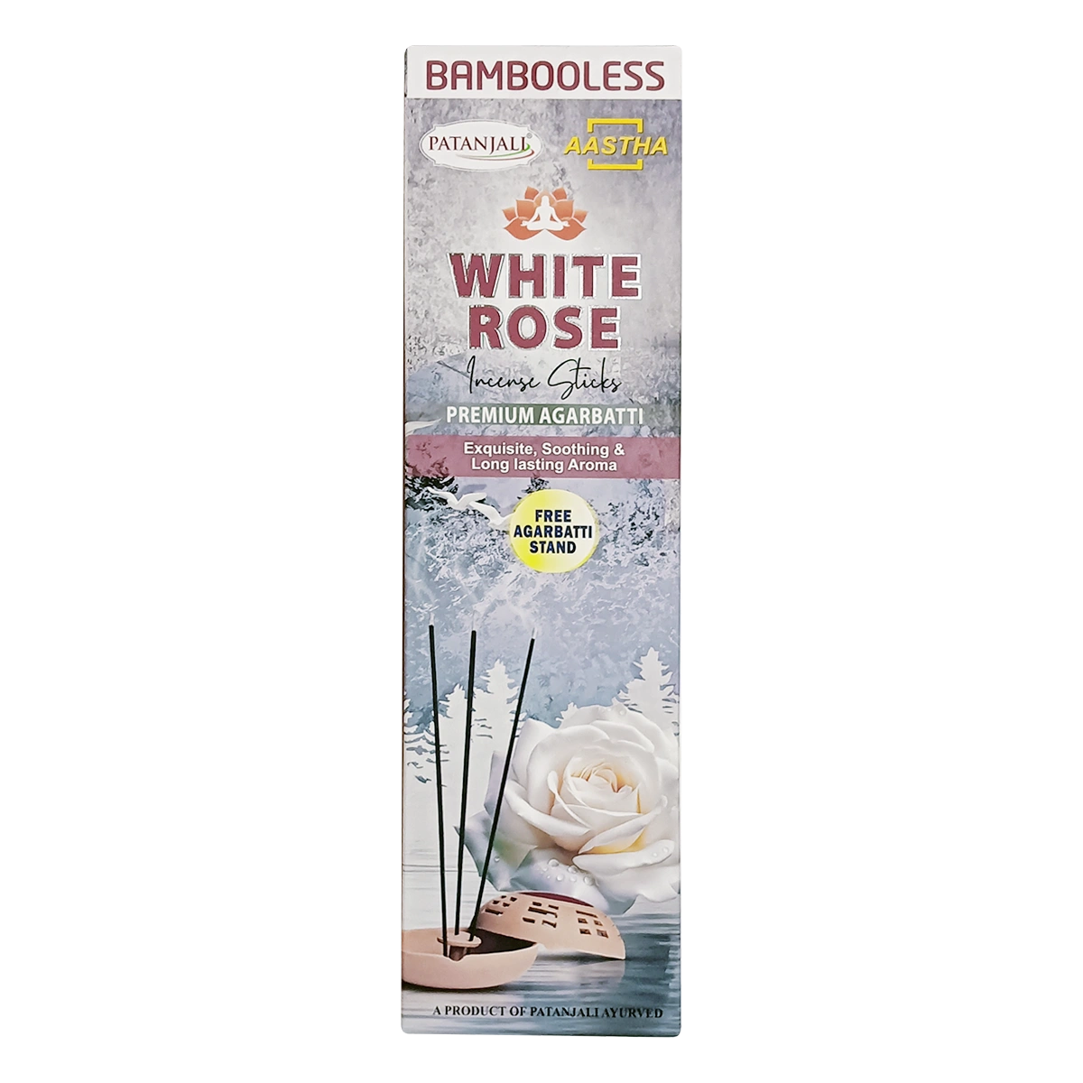 Patanjali Aastha Bambooless Agarbati Whiterose, With Soothing & Long Lasting Aroma | 80gm