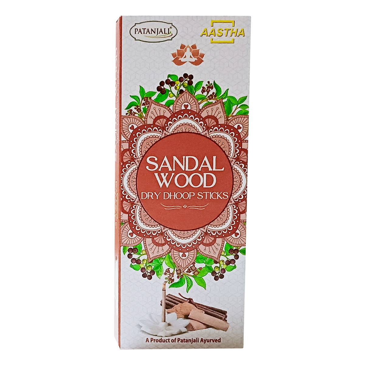 Patanjali Aastha Dry Dhoop Sticks Sandal, 8 N, With Exquisite,Soothing & Long Lasting Aroma |16gm