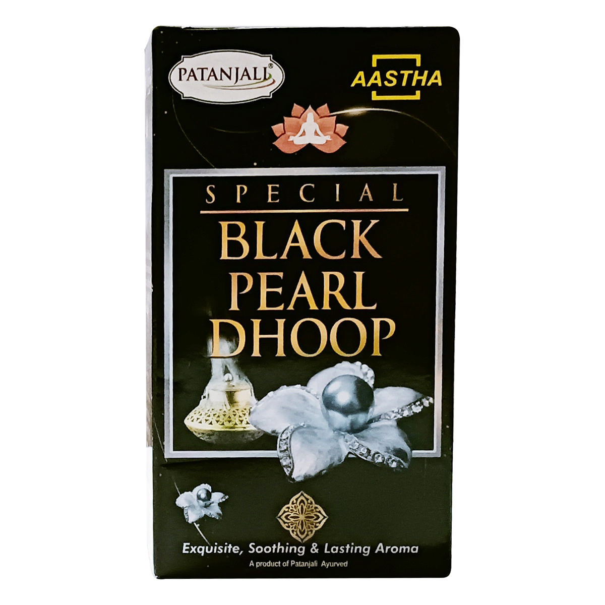 Patanjali Aastha Special Black Pearl Dhoop, 10 N, With Soothing & Long Lasting Aroma | 10gm