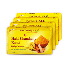 Patanjali Haldi Chandan Kanti Body Cleanser 150g Pack Of 4,With Nourishing & Hydrating Skin, 600gm