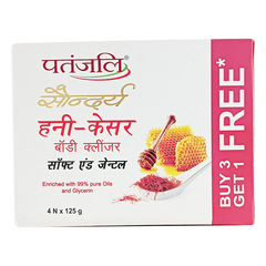 Patanjali Saundarya Honey Kesar Body Cleanser,125g, Pack Of 4, With Rejuvenates & Glorifies, 375gm