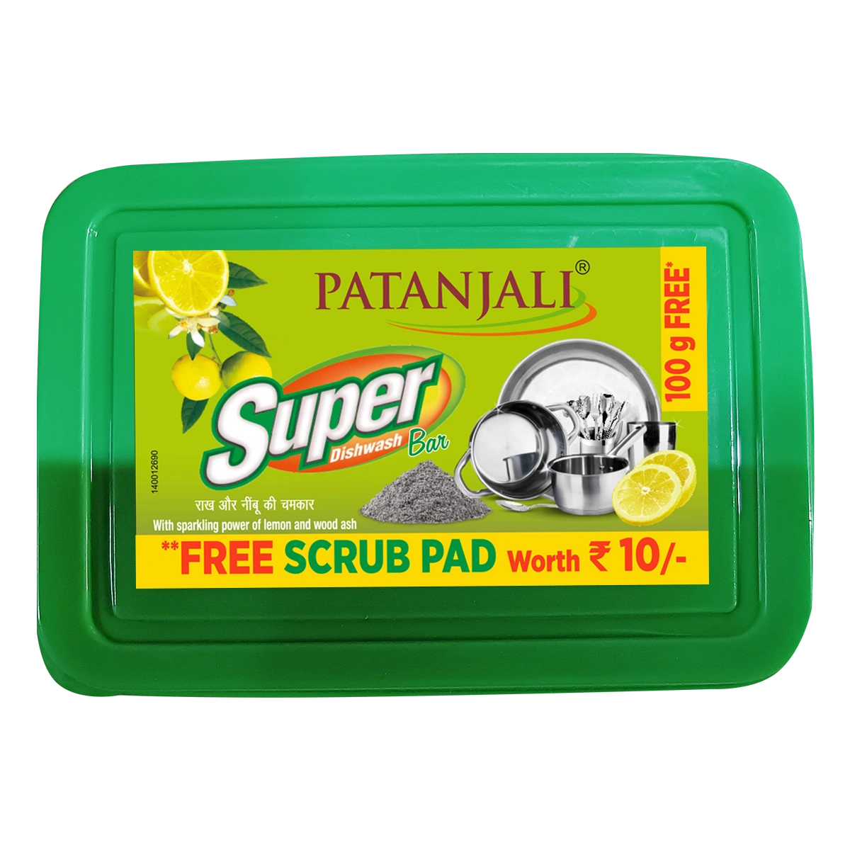 Patanjali Super Dish Wash Bar Scrub Pad, With Natural & Superior Cleaning 600gm
