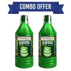 Patanjali Combo Aloevera Juice Fibre 1 l (Pack Of 2)