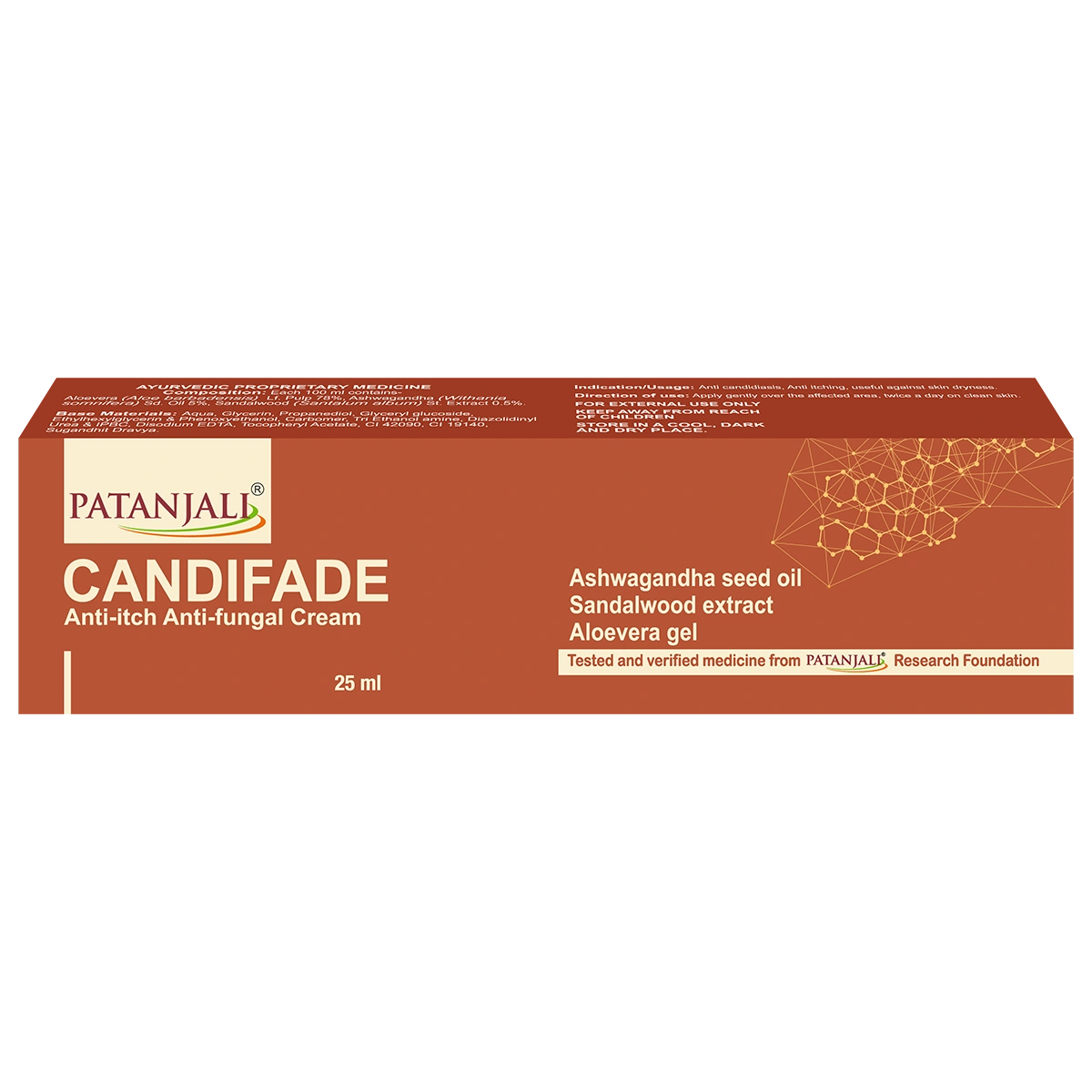 Patanjali Candifade Anti Fungal Cream, With Anti Candidiasis, Anti Aching, 25ml