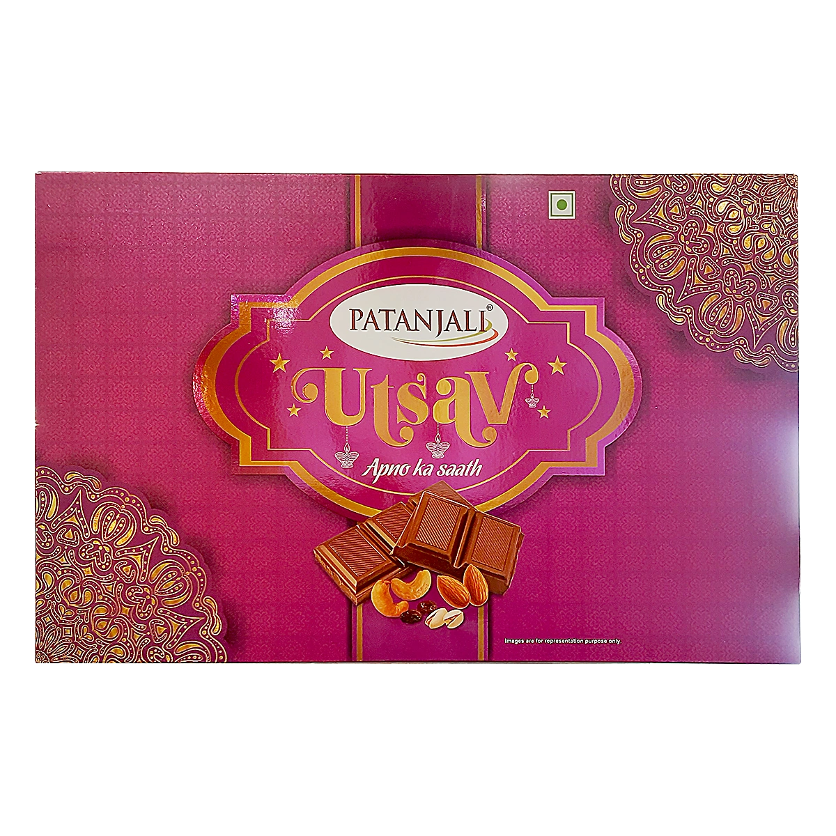 Patanjali Utsav Chocolate-6 Nos With Chocolate Substitute Milk Compound 50% Sugar, Milk, 385gm