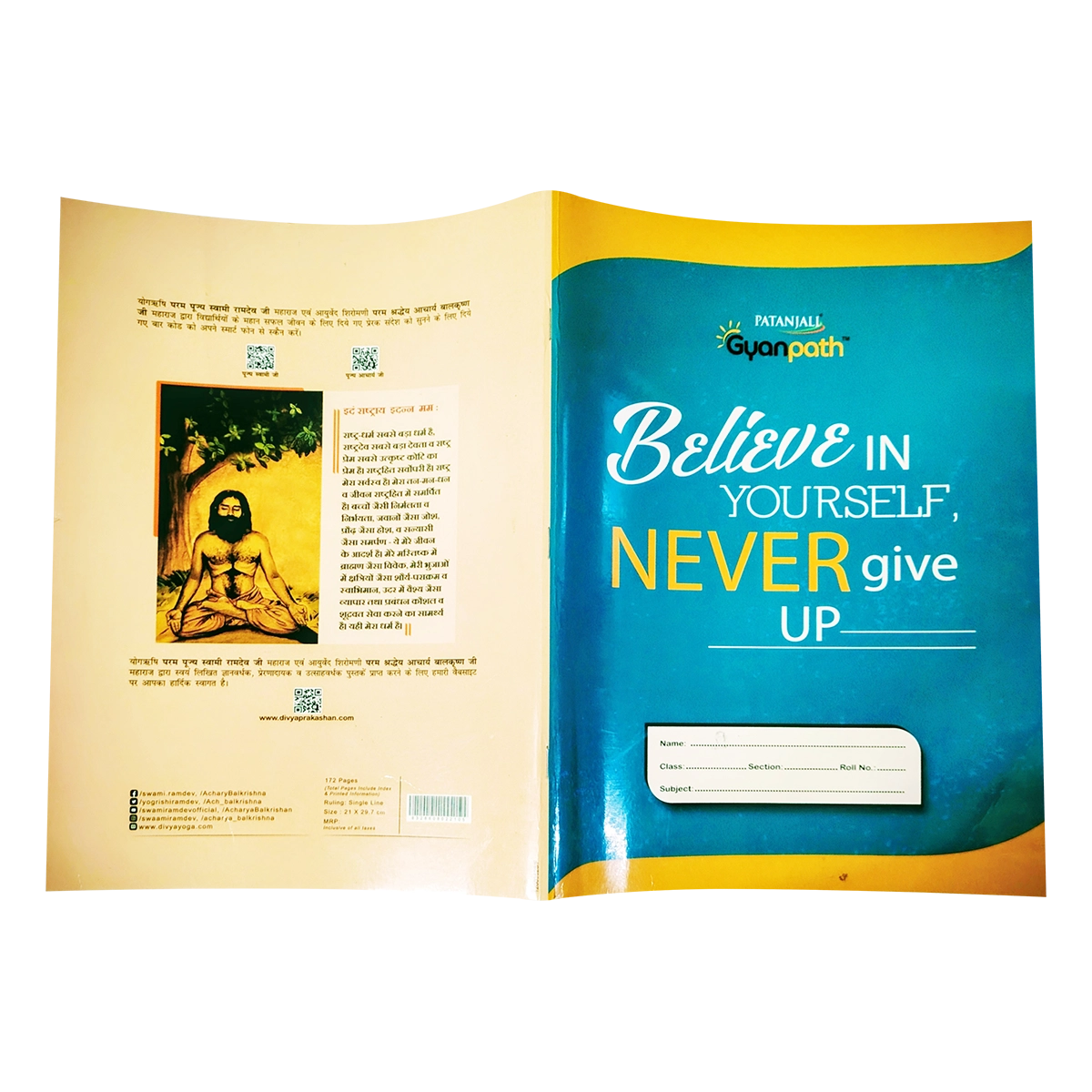 Patanjali A4 Gyanpath Notebook (29.7x21cm) Multi Design, 172pages Single Line, Pack Of 1