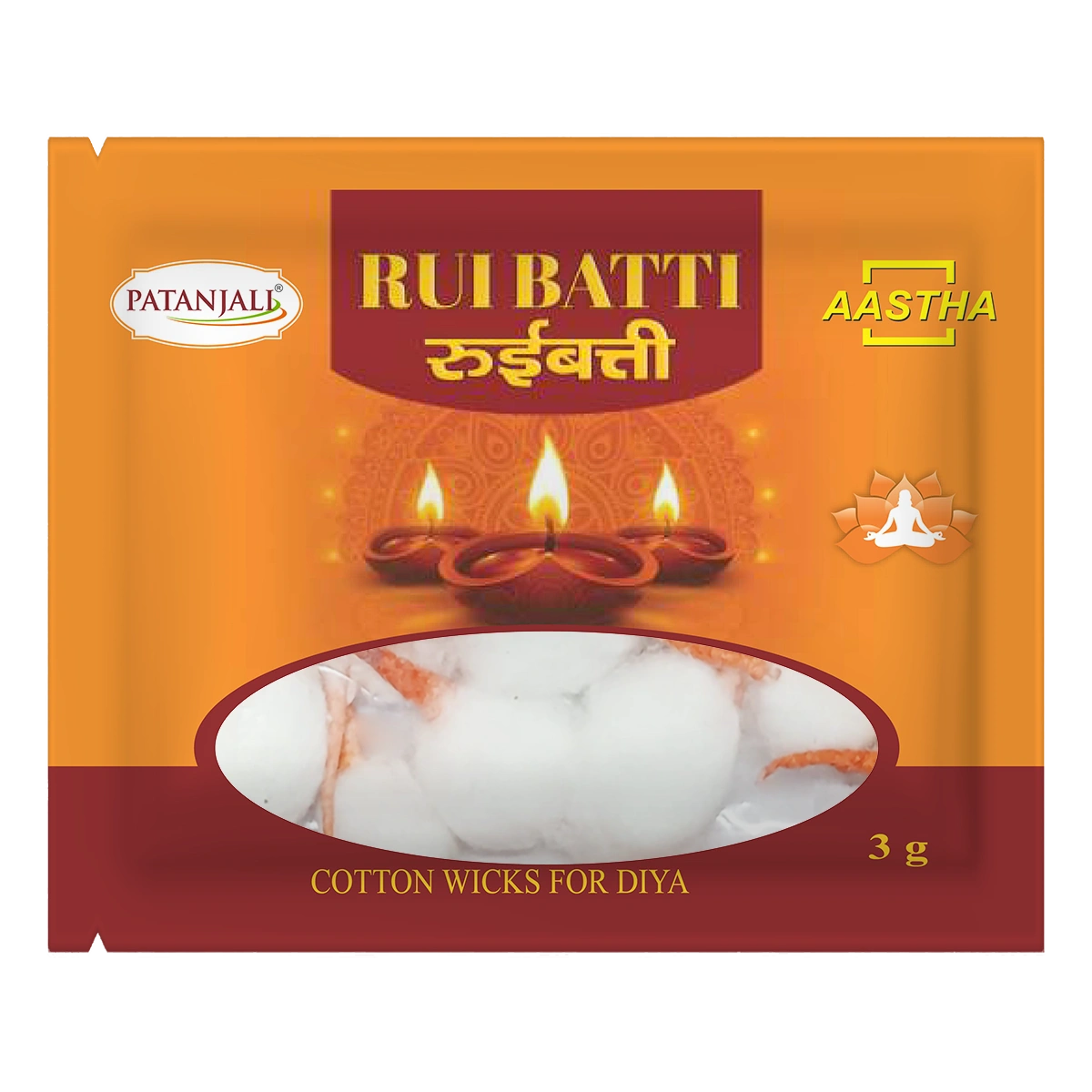 Patanjali Aastha Round Cotton Wicks (Red), With 100% Pure Cotton, 3gm
