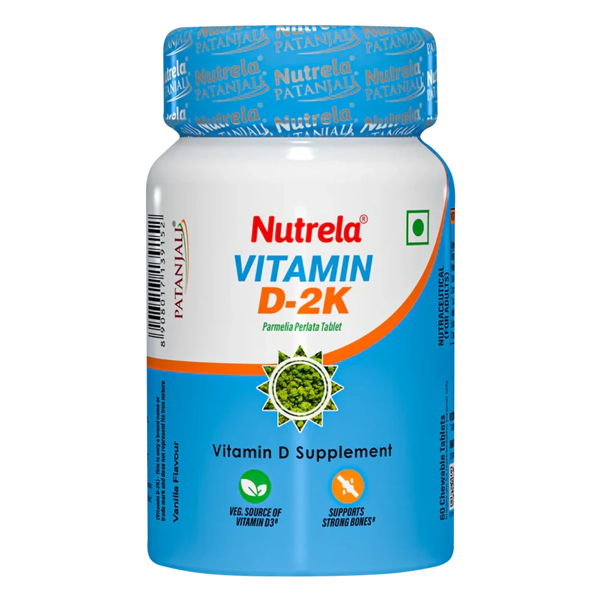 Patanjali Nutrela Vit D2k Natural Tab Vanilla (60n), With A Delicious Vanilla Flavour, 8gm