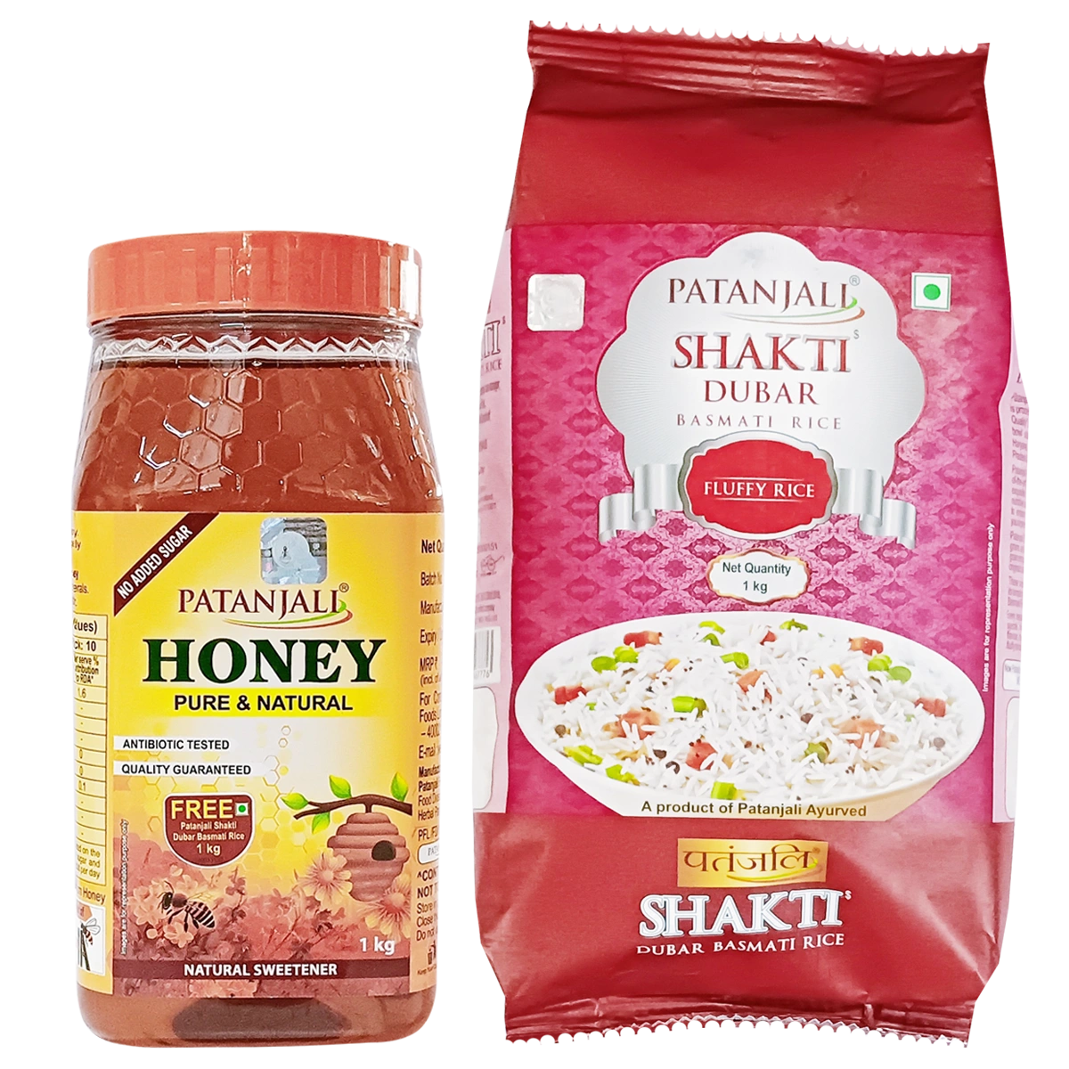 Patanjali Honey 1kg - Free Shakti Dubar Rice 1kg