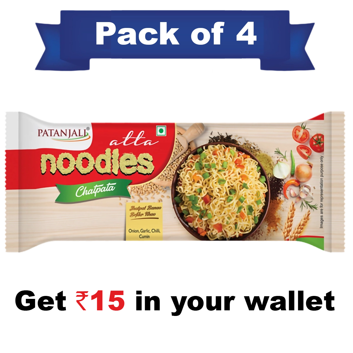 Patanjali Pack Of 4- Atta Noodles Chatpata 960gm