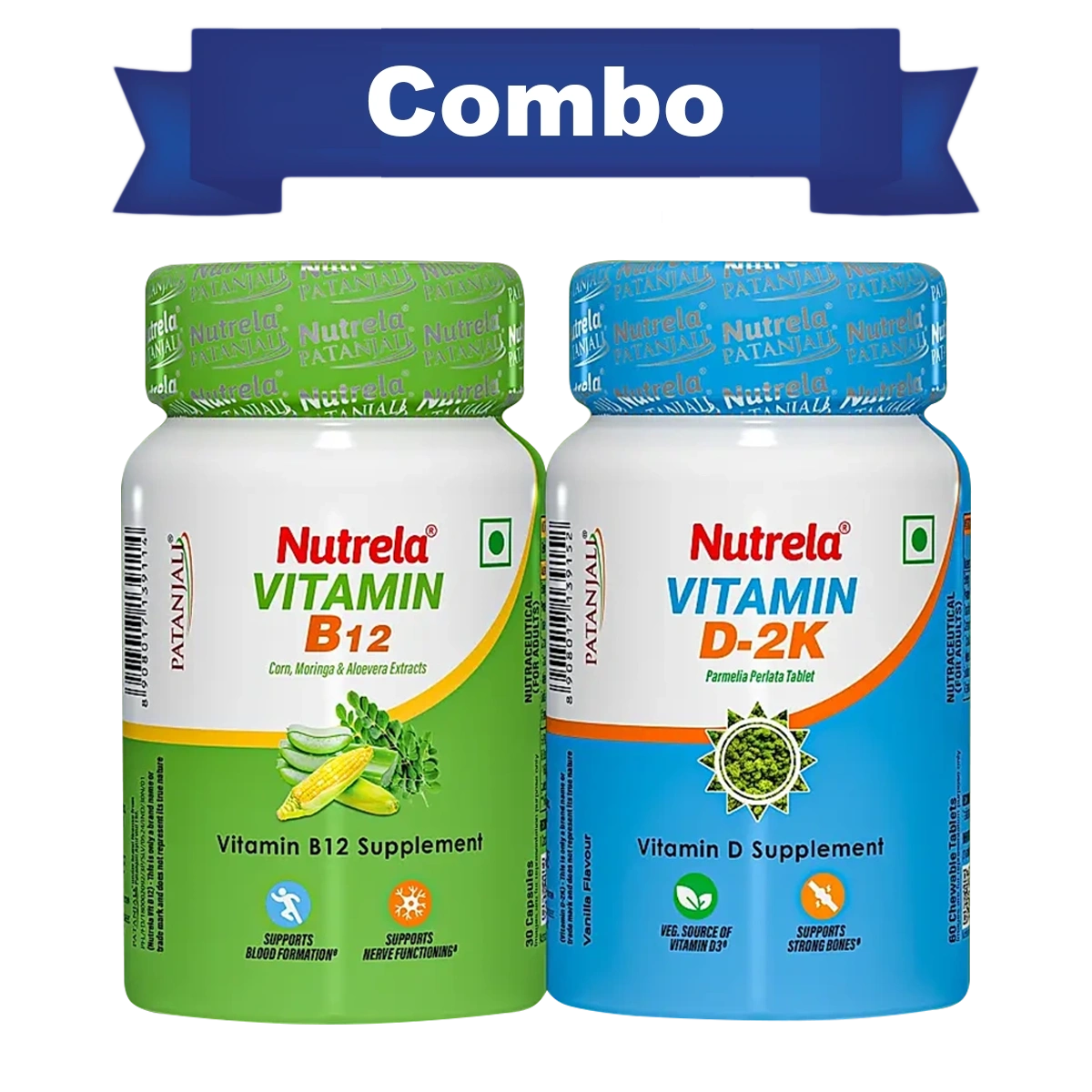 Patanjali Combo Patanjali Nutrela Vitamin D2k, B12 (60n+30),18.5gm
