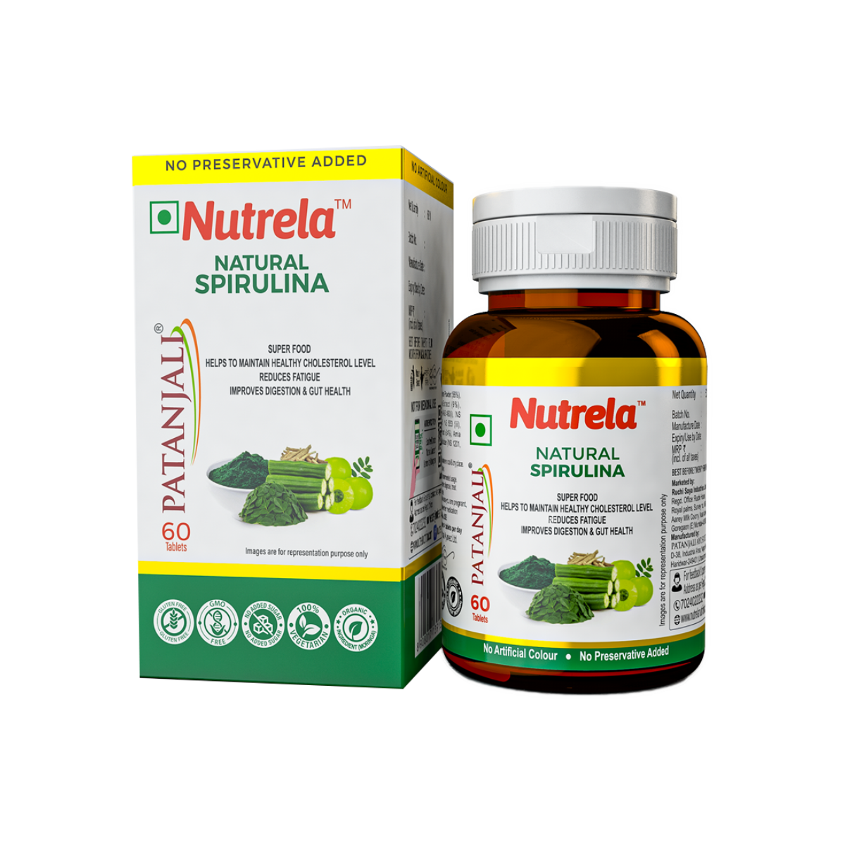 Patanjali Nutrela Spirulina Natural, With High In Protein And Vitamins, 32gm