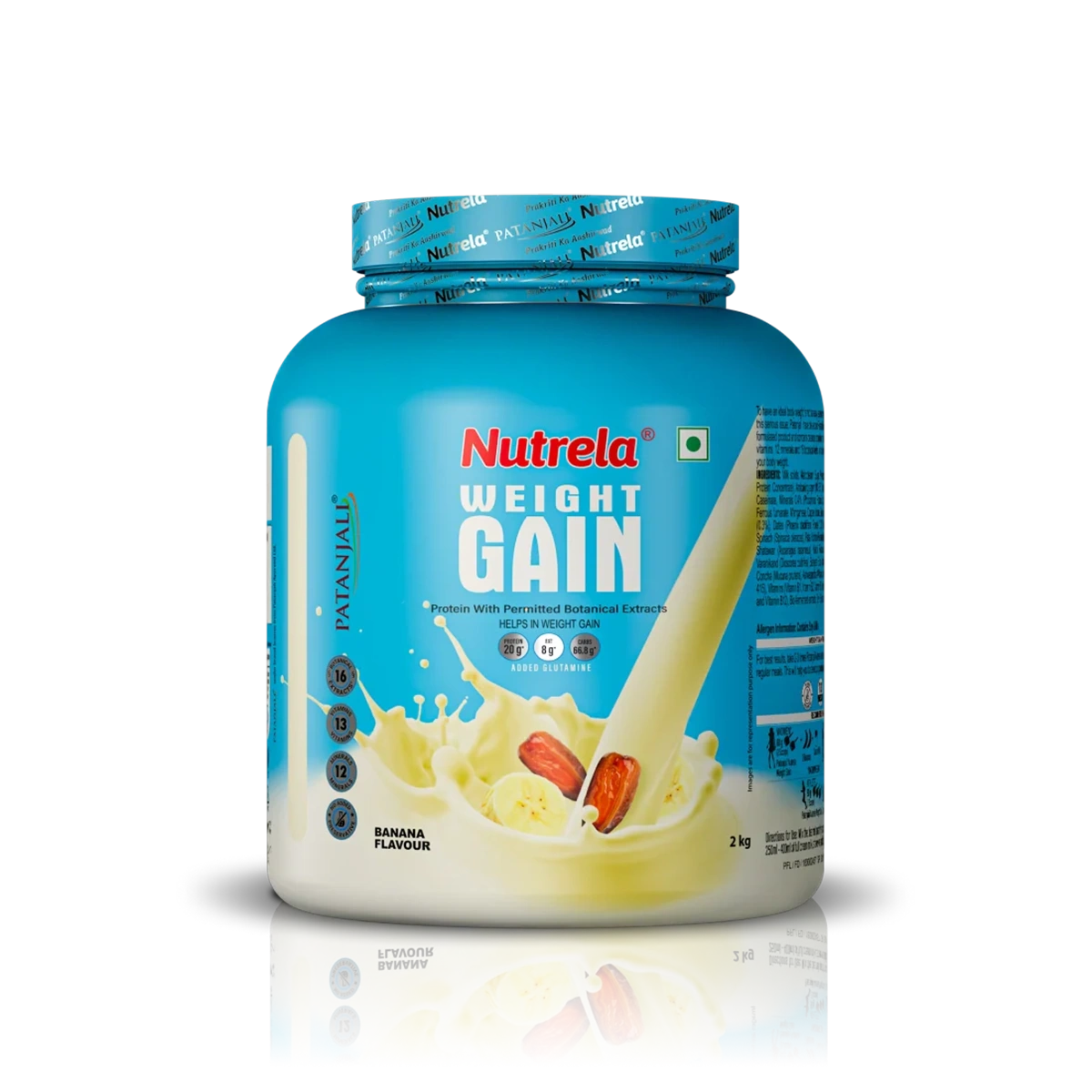 Patanjali Nutrela Weight Gain Powder, With Suitable For Vegetarians & Non-Vegetarians, 2kg