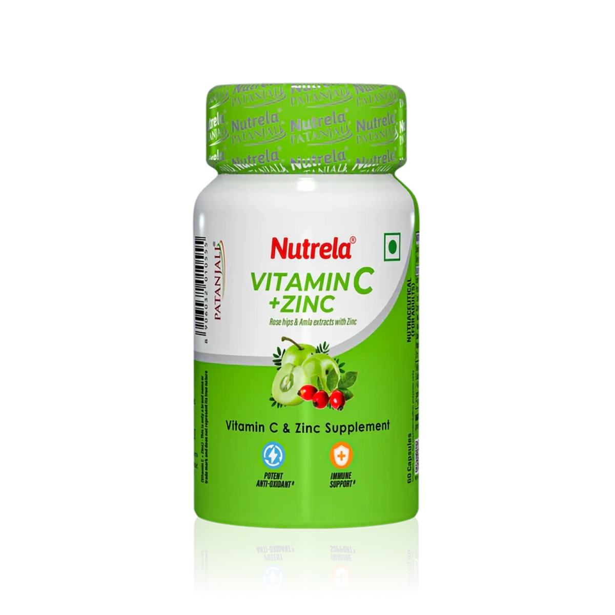 Patanjali Nutrela Vitamin C, Zinc, 60 Cap, With Potent Anti Oxidant, 39gm
