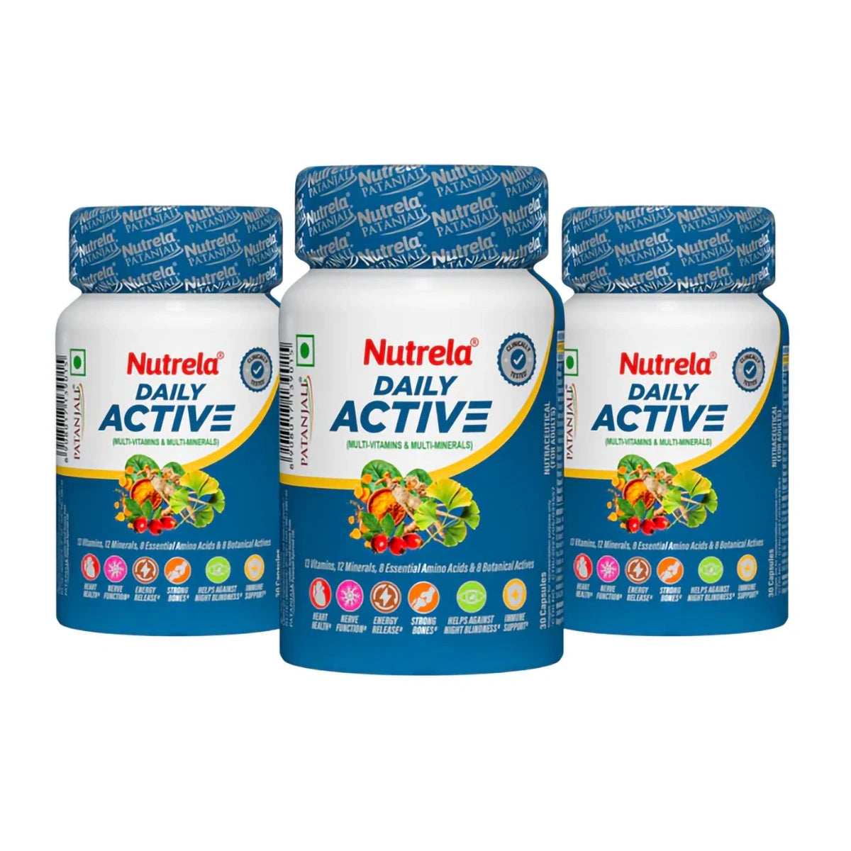 Patanjali Nutrela Daily Active Capsule (Pack Of 3), With Supports Hearth Health, Brain, 67.5gm