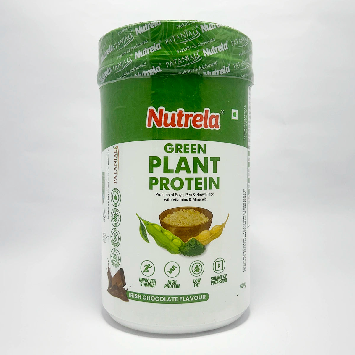 Patanjali Nutrela Green Plant Protein Chocolate Flavour, With Minerals And 10 Vitamins, 500gm