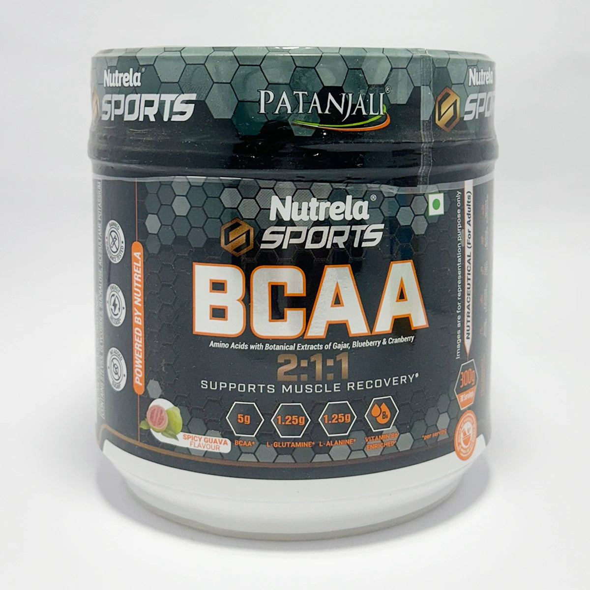 Patanjali Nutrela Sports Bcaa Powder Spicy (Guava Flavour), With High Energy Release, 300gm