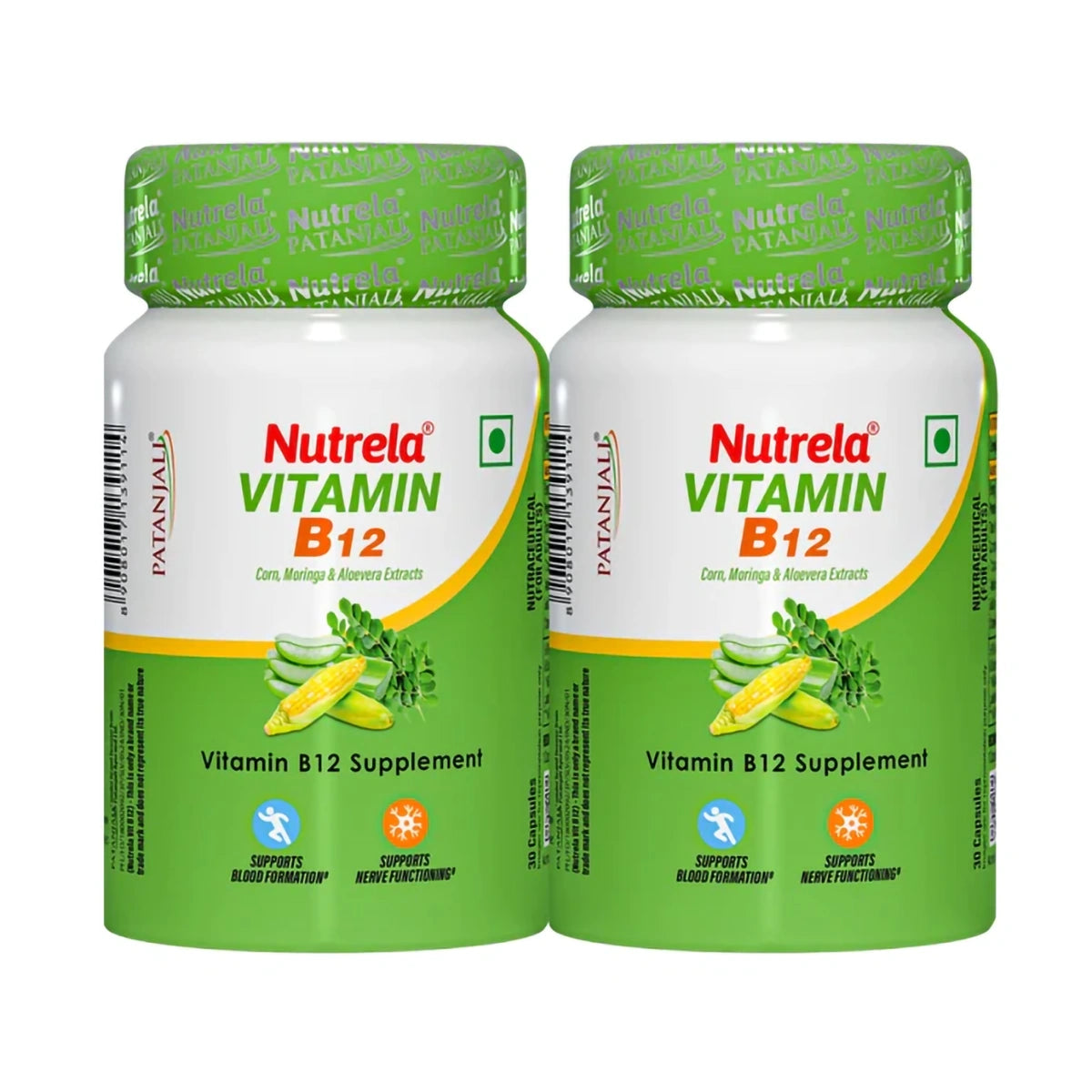 Patanjali Nutrela Vitamin B12, 30 Veg Capsules (Pack Of 2), With Provides 100% Vitamin B12, 21gm