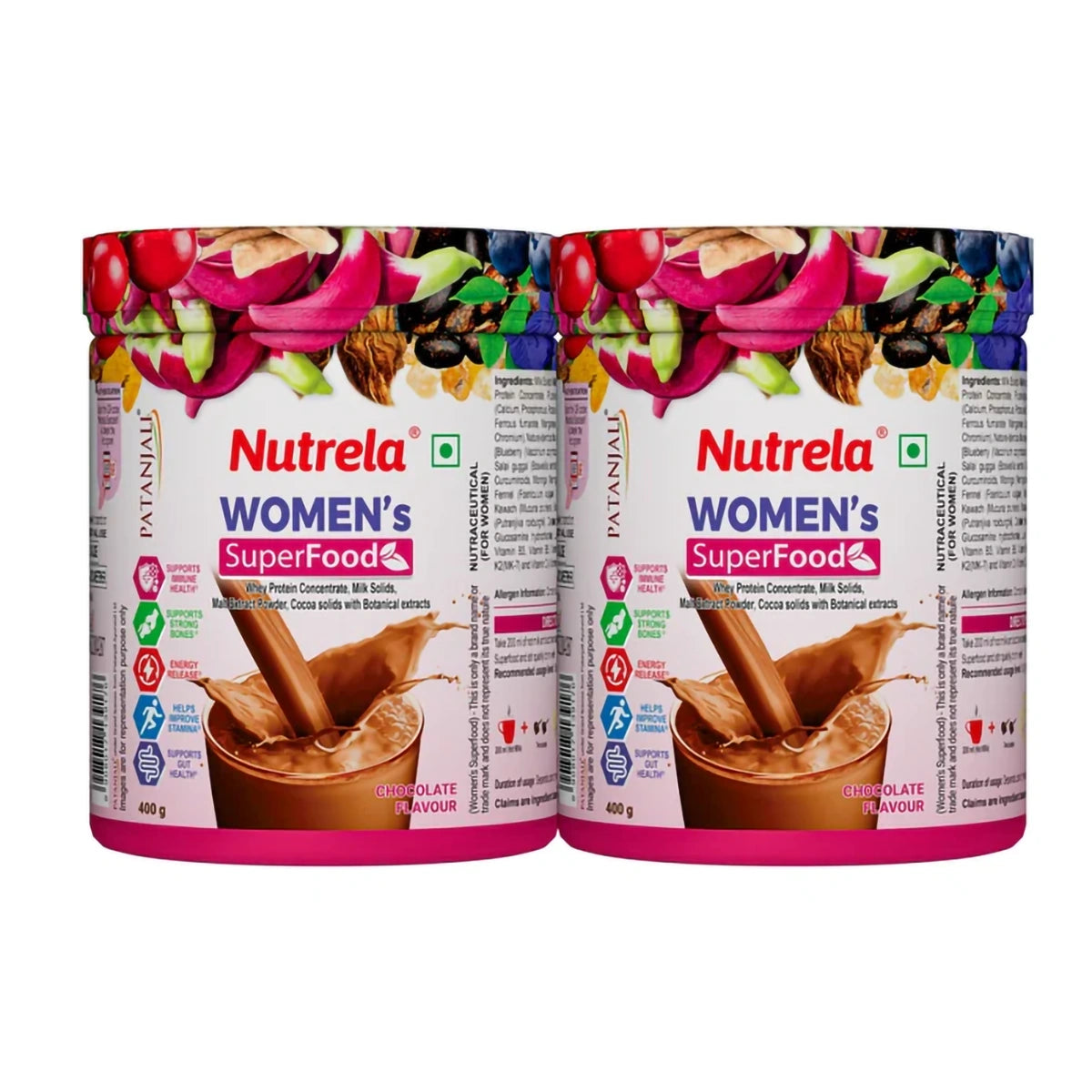 Patanjali Nutrela Women Superfood Chocolate Flavor 400g (Pack Of 2), With Strong Bones, 800gm