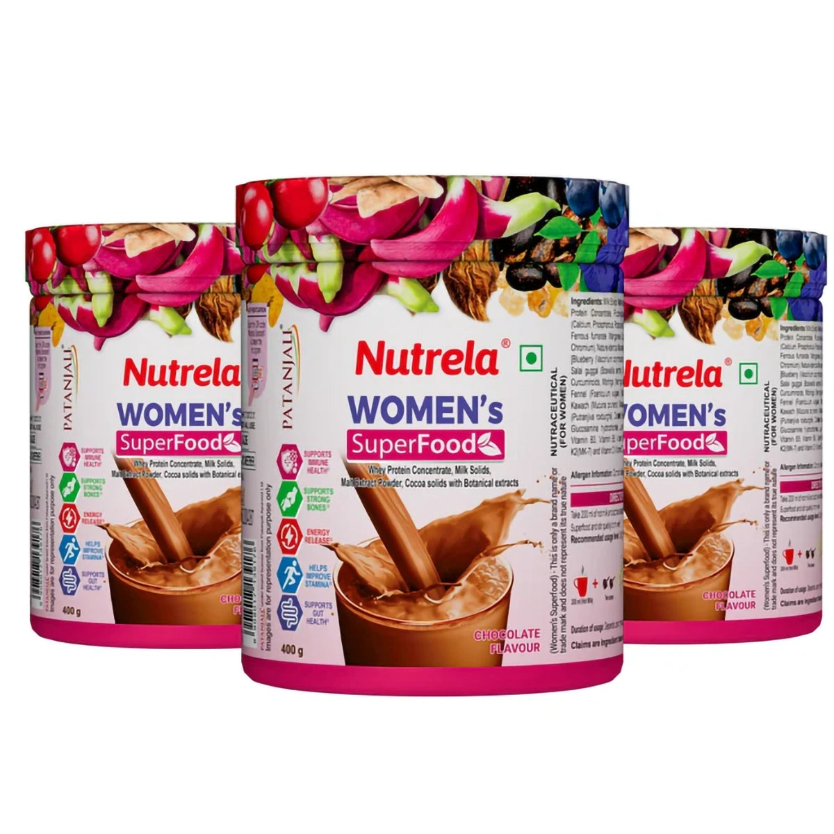 Patanjali Nutrela Women Superfood Chocolate Flavor 400g (Pack Of 3), With Supports Immune Health