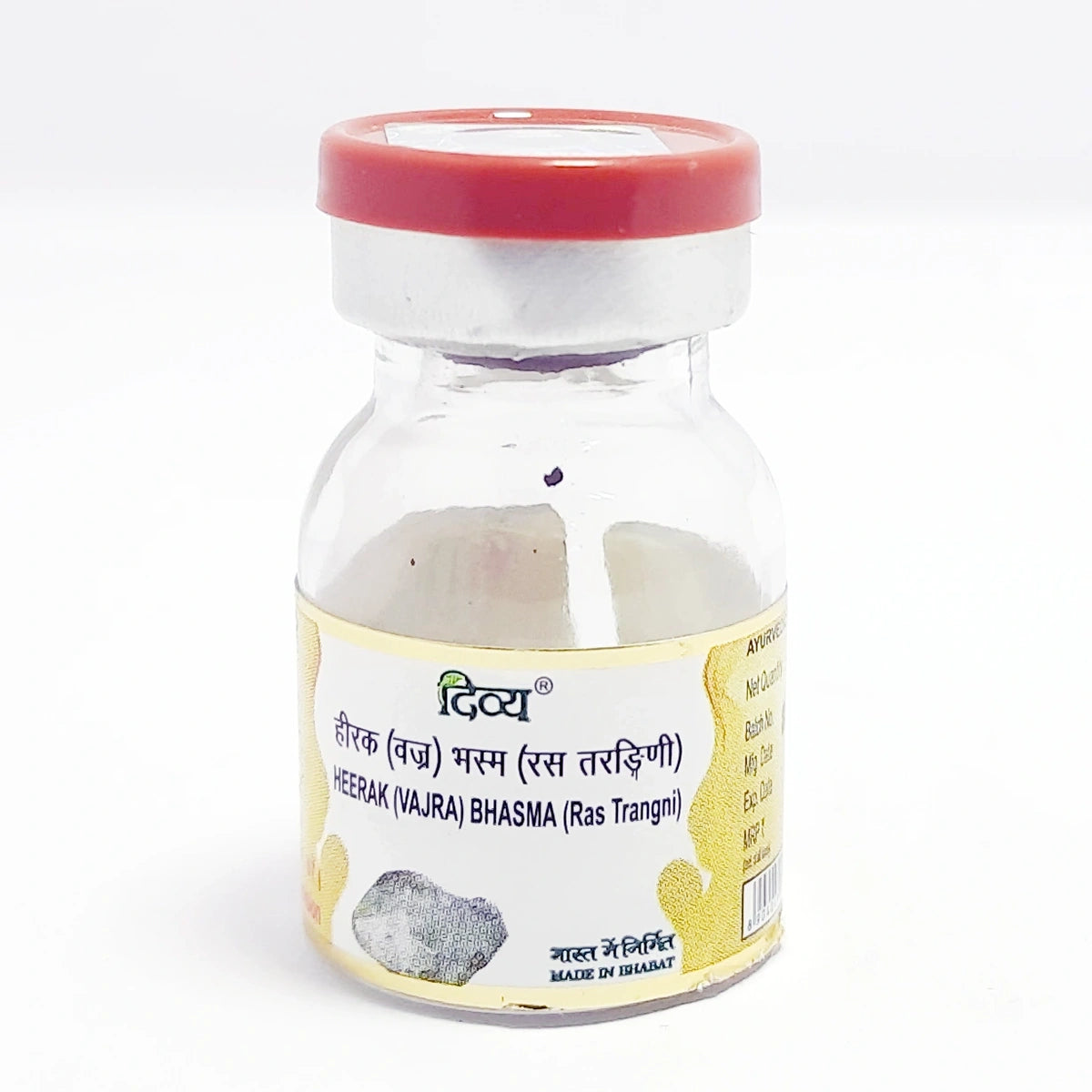 Patanjali Divya Heerak Bhasma With Shuddha Heera,Ras Sindoor,Shuddha Manshli,Shuddhagandhak, 300mg
