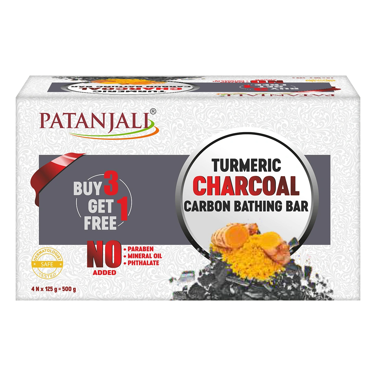 Patanjali Turmeric Charcoal Bathing Bar, With Cleanse Deeply, Detoxify & Provide Freshness 375gm