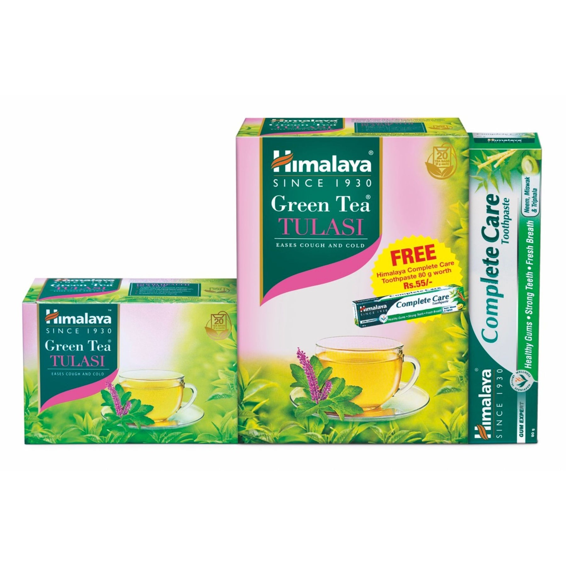 Himalaya Green Tea Tulasi 20 Tea Bags + Complete Care Toothpaste 80g Free Offer Pack