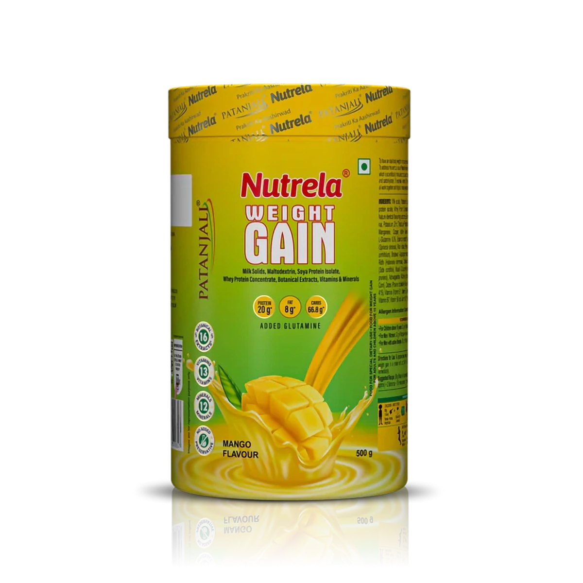 Patanjali Nutrela Weight Gain (Mango Flavour), Free Shaker, With Healthy Weight Gain, 500gm