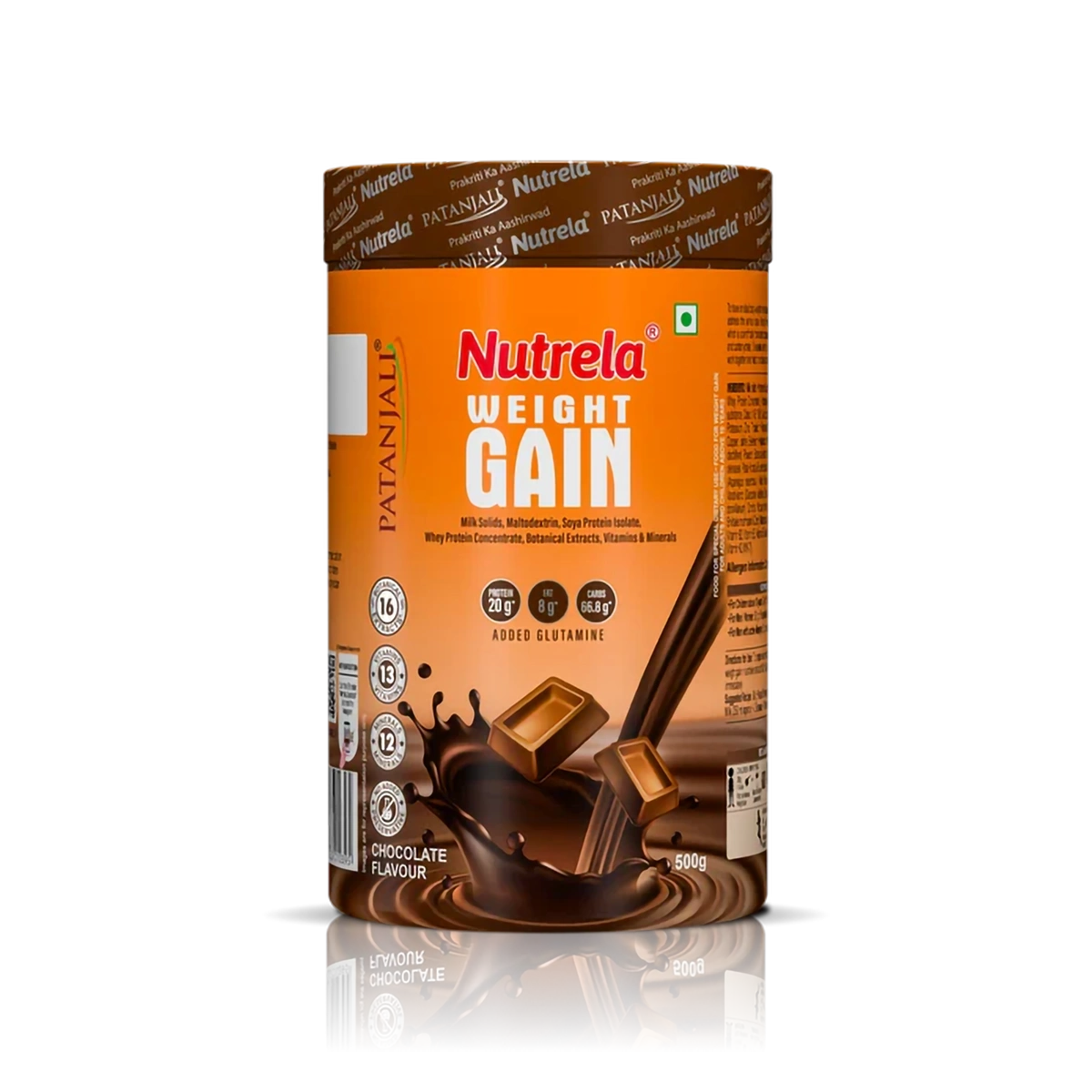 Patanjali Nutrela Weight Gain (Chocolate Flavour) Free Shaker, With Ideal Body Weight, 500gm