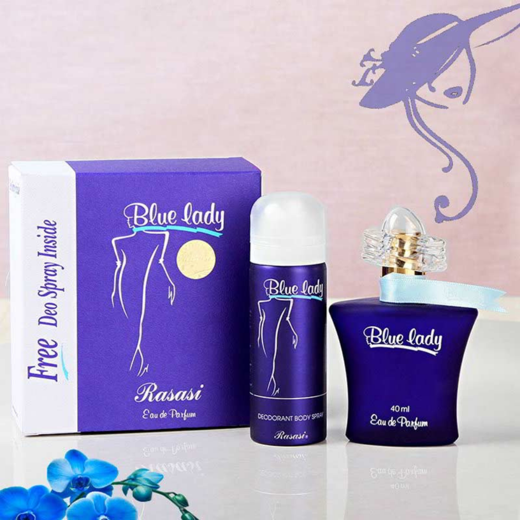 Rasasi Blue Lady Eau De Parfum 1.3 Fl.oz. + 1.6 fl.oz. With Free Deo Spray | Women Fragrance