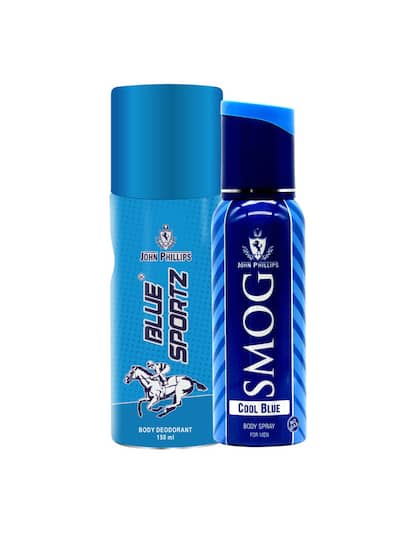 John Phillips Blue Sportz 150ml 5 Fl.oz. & Smog Cool Blue 120ml 4 Fl.oz. No Gas Deodrant For Men | Long Lasting