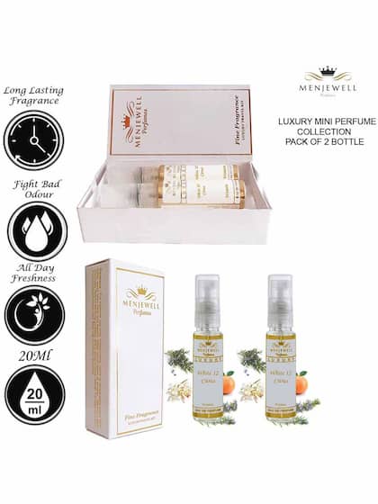 Menjewell Set Of 2 Luxury White 12 Citrus Eau De Parfum 10ml 0.3 Fl.oz. Each | Perfect Gift For Women | Pocket Mini Perfumes