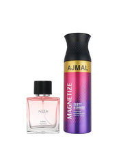 Ajmal Neea Eau De Parfum For Women 100ml 3.4 Fl.oz. & Magnetize Deodorant For Men & Women 200ml 6.7 Fl.oz. Combo Of 2