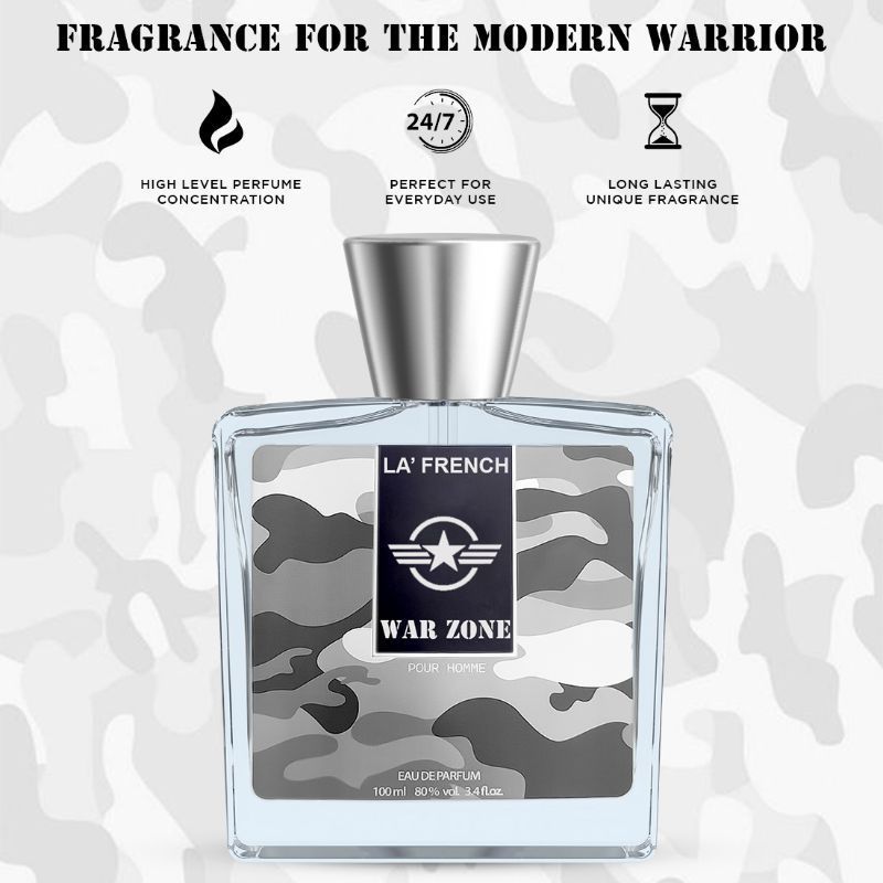 La French War Zone Pour Homme Eau De Parfum 100ml 3.4 Fl.oz. | Long Lasting & Unisex Fragrance