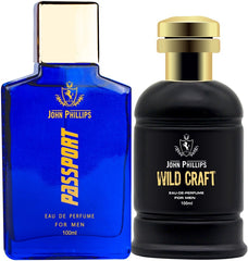 John Phillips Passport & Wildcraft Eau De Parfum 100ml 3.4 Fl.oz. Each Pack Of 2 For Men | Perfect Gift For Boyfriend