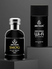 John Phillips Luxury Eau De Perfumes Smog 100ml 3.4 Fl.oz. & Wi-fi 50ml 1.6 Fl.oz. Pack Of 2 For Men & Women