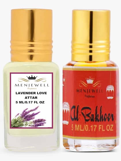 Menjewell Lavender Love + Al Bakhoor Attar Perfume 2x 0.17 Fl.oz. Pack Of 2 | Unisex Fragrance | Long Lasting