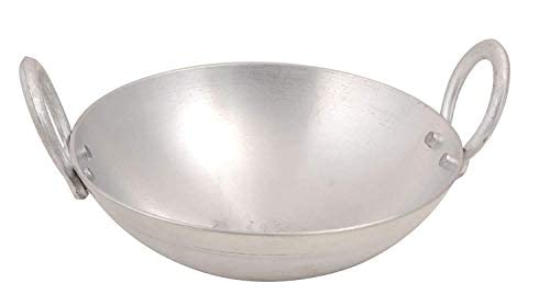 Silver Aluminium Kadhai, 6 Liters - Premium Range Of Aluminum Kadhai Deep Kadai | Non Induction Kadai, Non Stick Kadai, Deep Cooking