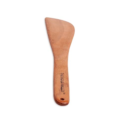 Brown Neem Wooden Compact Flip, Spatula, Ladle For Cooking Dosa, Roti, Chapati | Kitchen Tools - No Harmful Polish, Naturally Non-Stick | Handmade - 27.5 Cm, 40 Gm