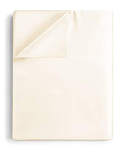 100% Cotton Double Bedsheets King Size - 108 X 108 Inches, Ivory | 750 Thread Count Sateen Finish Luxuries - Ideal For Guest Room, Hotel Quality | 1 Piece Bed Sheet